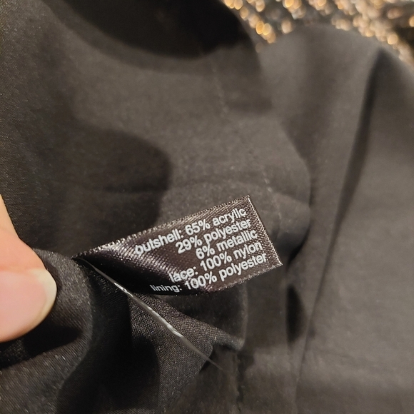 The Limited Women's Size 2 Black Dress Gold Copper Metallic Lace Sleeveless - Picture 10 of 11